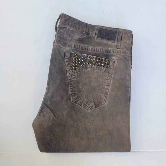 New Men's ROBIN'S JEAN sz 40 Marlon Straight Studded Coated Jeans